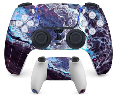 PS5 controller with a pastel marble sticker, showing the front and back views for anti-scratch protection. - Image 33