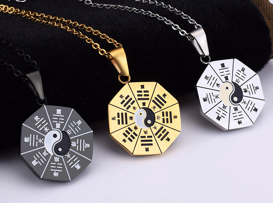 Collar Colgante Yin Yang Taiji en Acero Titanio - Estilo Punk Goth para Hombre
