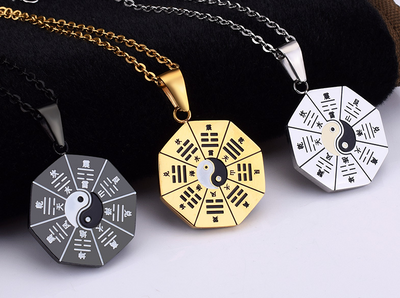 Collar Colgante Yin Yang Taiji en Acero Titanio - Estilo Punk Goth para Hombre