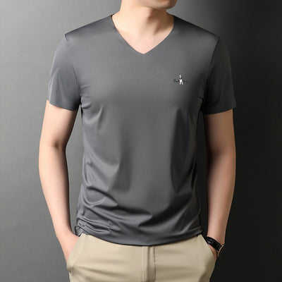 Camiseta Hombre Cuello V Manga Corta Efecto Frío Transpirable sin Marcas - Image 6