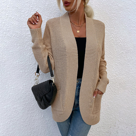 Suéter Tejido para Mujer con Bolsillos Curvos y Dobladillo Elegante - Image 10