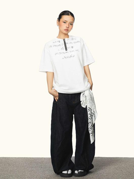 Playera Unisex Estilo Americano con Cremallera y Estampado de Letras - Image 12