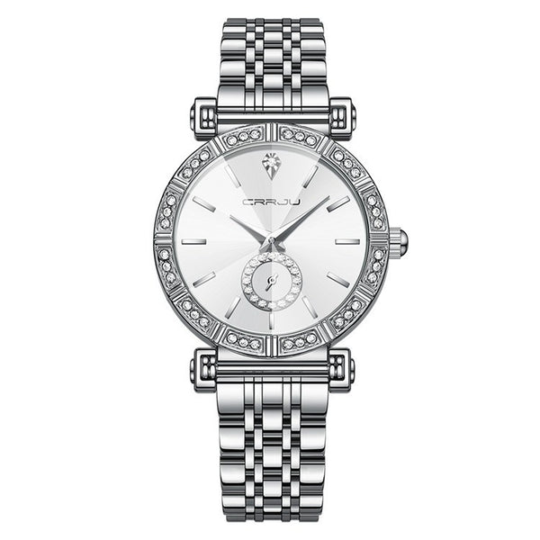 Reloj para Mujer con Correa de Acero y Diamantes Incrustados