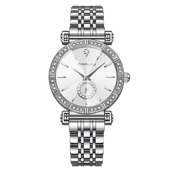 Reloj para Mujer con Correa de Acero y Diamantes Incrustados