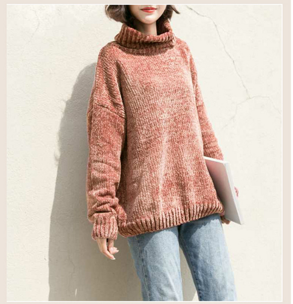Suéter Chenilla Oversized con Capucha - Estilo Coreano para Otoño e Invierno
