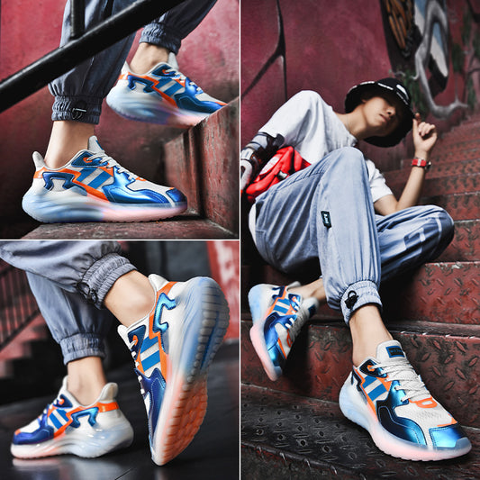 Zapatos Luminosos Talla Grande Respirable con Textura Jacquard y Punta Redonda