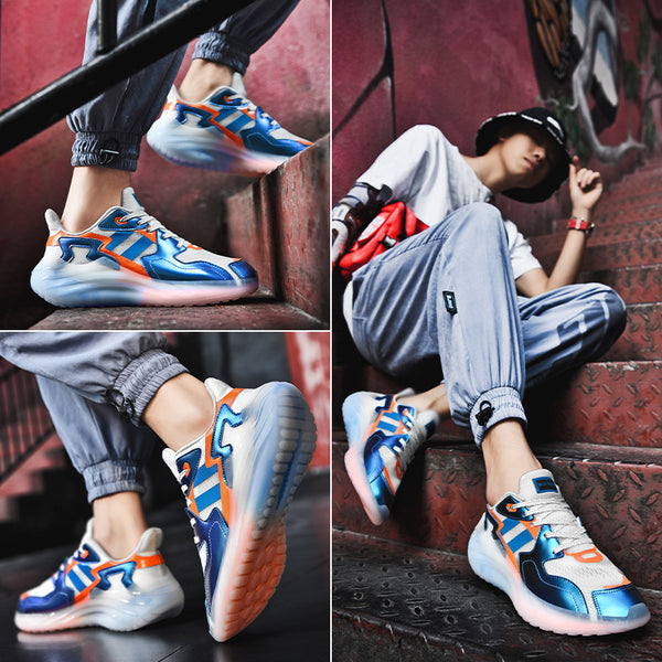 Zapatos Luminosos Talla Grande Respirable con Textura Jacquard y Punta Redonda