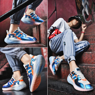Zapatos Luminosos Talla Grande Respirable con Textura Jacquard y Punta Redonda