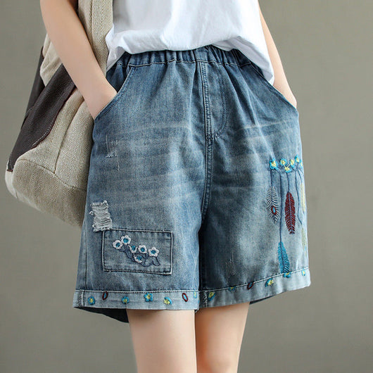 Shorts de Mezclilla Talle Alto Rotos Estilo Vintage para Mujer - Image 9