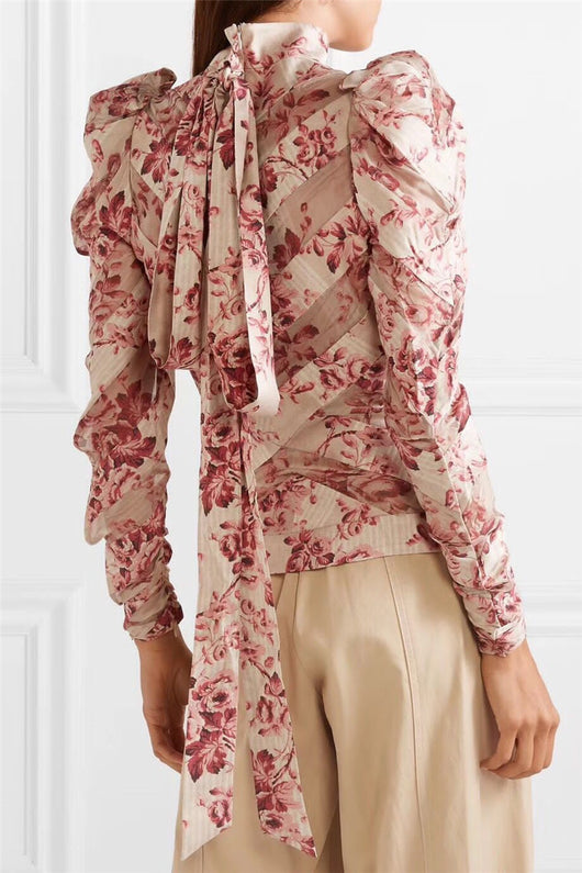 Blusa Manga Larga con Volantes y Pliegues Estampada - Image 2