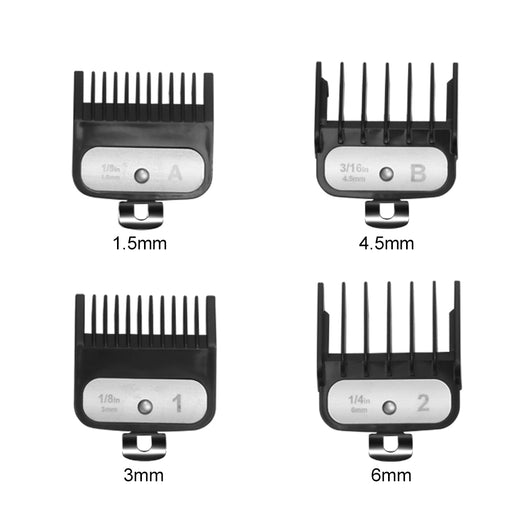 Gold VGR full metal hair clipper kit with four black guide combs, cleaning brush, charging cable, and power adapter. - Image 7