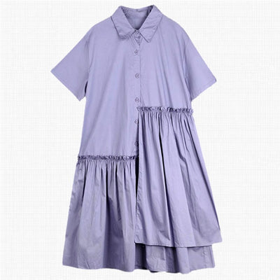 Vestido Camisero Estilo Francés con Dobladillo Irregular - Image 10