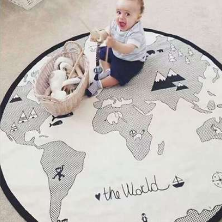 Tapete de Juego Mapa Mundi con Diseño Infantil Divertido para Bebé