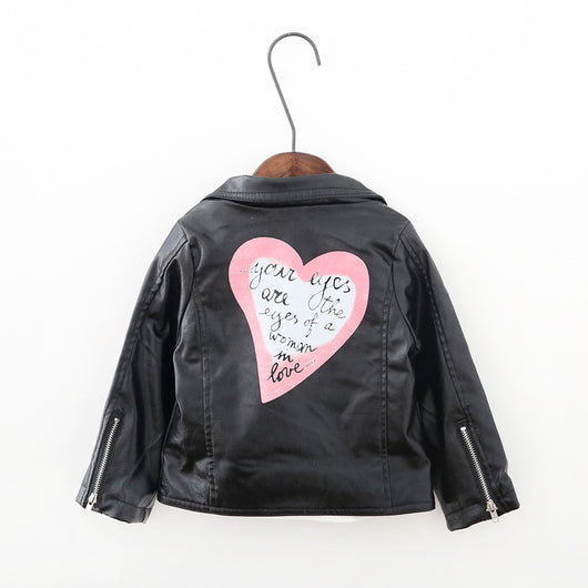 Chaqueta Corta de Cuero PU con Estampado Love para Niñas - Image 5