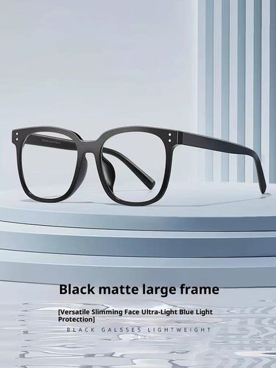 Full-frame trendy blue light blocking glasses with a transparent blue square frame and clear lenses. - Image 11