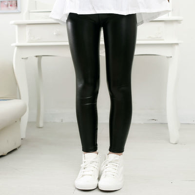 Leggins de Cuero Sintético Delgados para Niñas - Pantalones Slim de Piel PU para Primavera y Otoño - Image 3