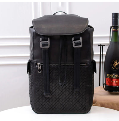 Mochila de Cuero Trenzado para Hombre - Gran Capacidad y Estilo Casual - Image 14