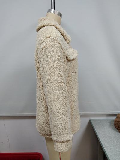 Abrigo Polar Corto con Solapa y Botones para Mujer - Image 17
