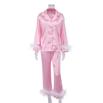 Traje de Pluma de Avestruz - Pantalón Largo Elegante Europeo y Americano - Image 14