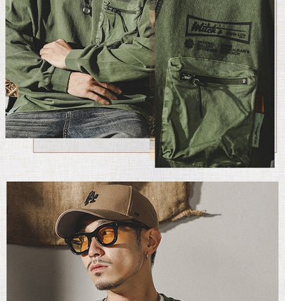 Camiseta Manga Larga Algodón Estilo Retro Americano para Hombre - Image 12