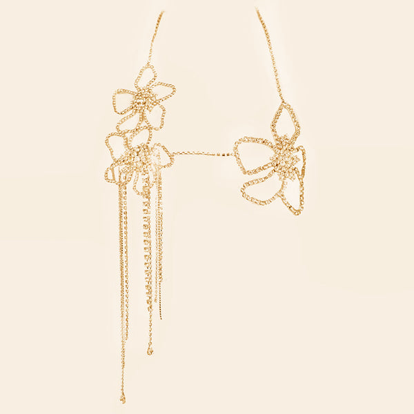 Cadena de Pecho con Flores y Cristales Brillantes - Image 3