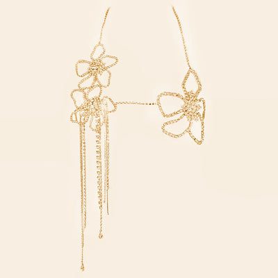 Cadena de Pecho con Flores y Cristales Brillantes - Image 3