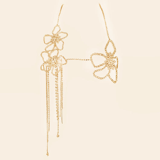 Cadena de Pecho con Flores y Cristales Brillantes - Image 3