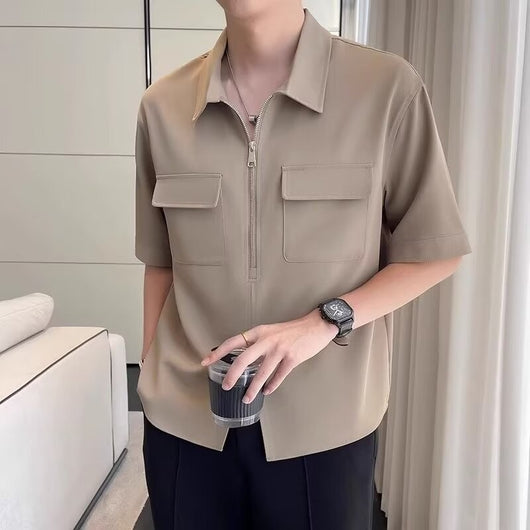 Camisa de Trabajo Manga Corta con Cierre Medio para Hombre - Image 11