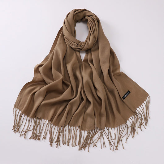 Bufanda Larga de Cashmira Suave - Color Liso para Otoño e Invierno - Image 34