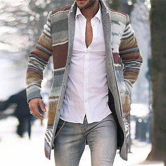 Abrigo Trinchera Impreso de Manga Larga para Hombre - Image 12