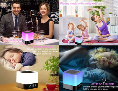 Reloj Despertador Parlante Bluetooth con Pantalla Táctil y Luz LED Multicolor - Image 9