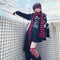 Bufanda Harajuku Punk Rayas Gris Rojo Negro