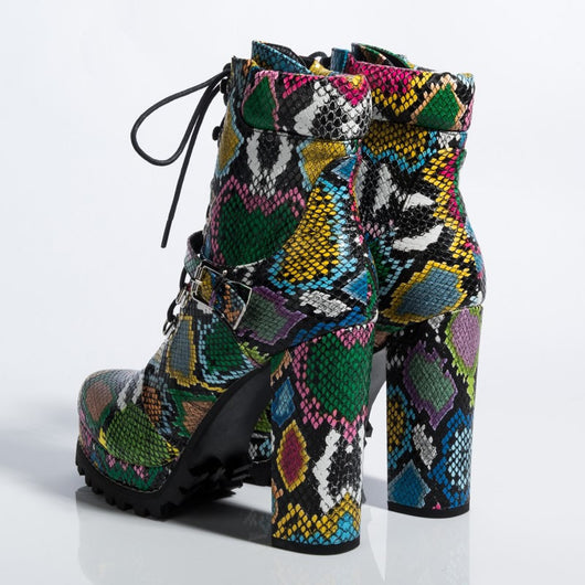 Botas Plataforma Impermeables con Estampado Serpiente y Detalles Florales - Image 8