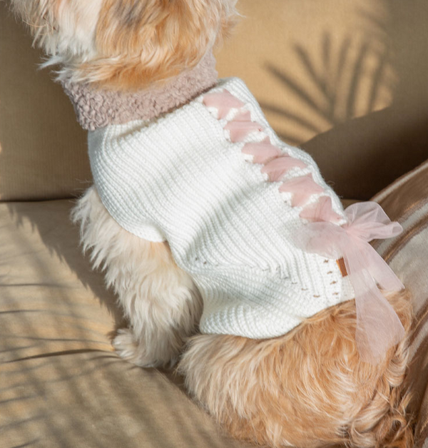 Ropa Abrigada con Moño para Perros y Gatos - Otoño e Invierno