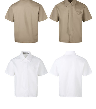 Camisa Casual Retro Americana con Diseño de Corbata Falsa - Image 11