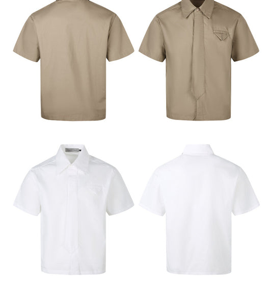 Camisa Casual Retro Americana con Diseño de Corbata Falsa - Image 11