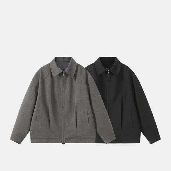 Chaqueta Versátil con Cierre de Cremallera - Estilo Japonés Minimalista Negro