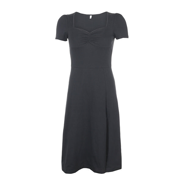 Vestido Elegante Cuello Cuadrado con Cintura Plisada Ajustado - Image 5