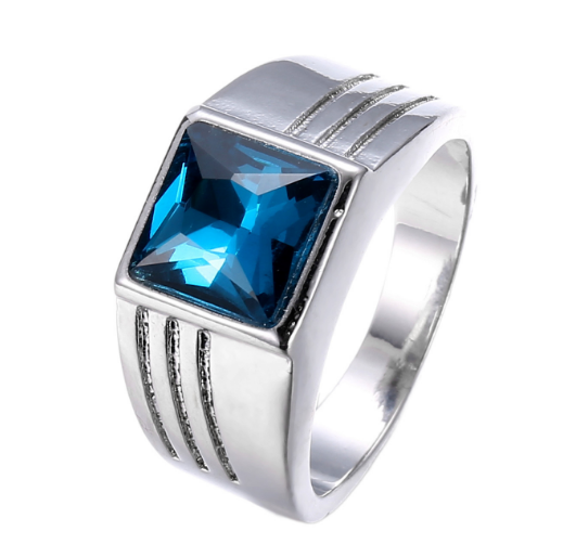 Anillo de Compromiso y Boda para Hombre con Zafiro Azul Elegante - Image 6