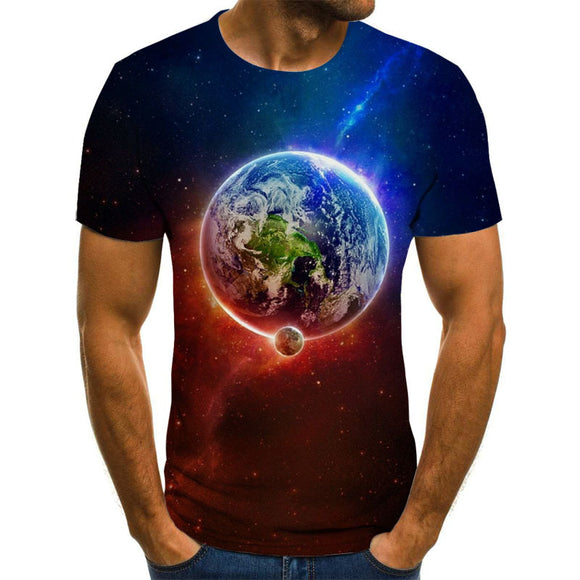 Camiseta Estampada Space 3D de Manga Corta