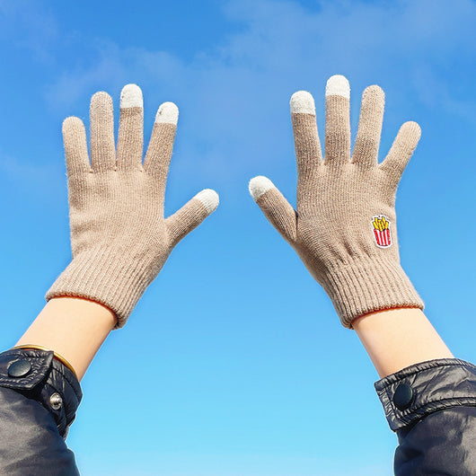 Guantes Tejidos de Invierno con Contraste de Colores y Forro Polar para Mujer - Image 10