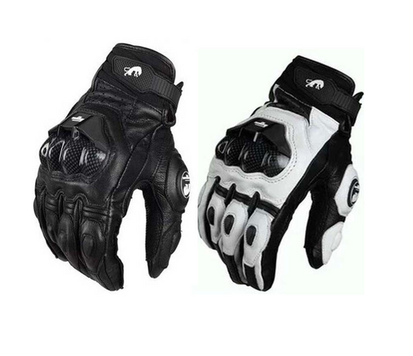 Guantes de Motociclista en Fibra de Carbono y Cuero - Protección Todo Clima