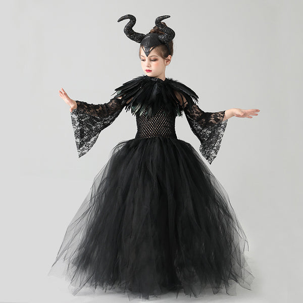 Vestido de Malla Negro para Niñas - Disfraz de Presentación
