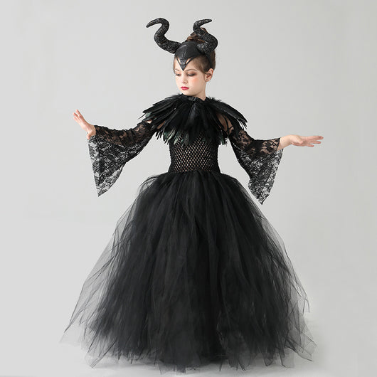 Vestido de Malla Negro para Niñas - Disfraz de Presentación