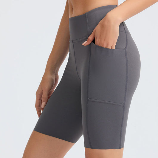 Pantalones Yoga Cintura Alta Ajustados con Bolsillos Laterales en Tela Nude Texturizada - Image 9