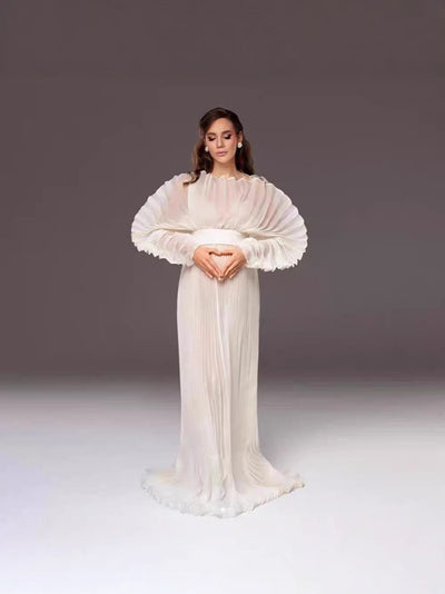 Vestido Largo Plisado Transparente para Embarazadas con Vientre Pronunciado - Image 10