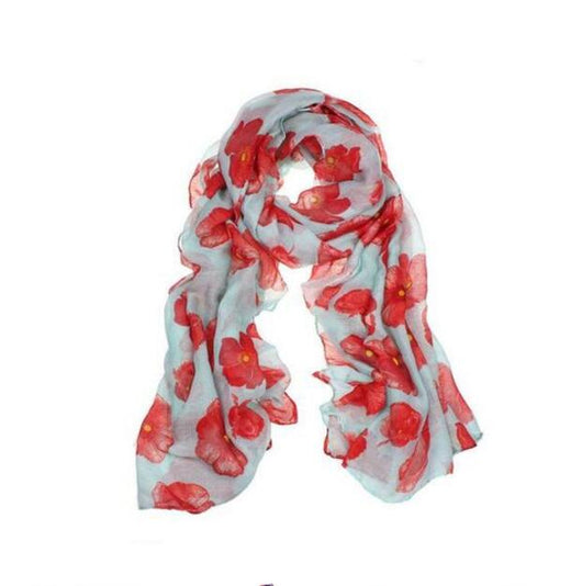 Pañuelo Largo Estampado Amapola Roja - Diseño Floral - Image 6