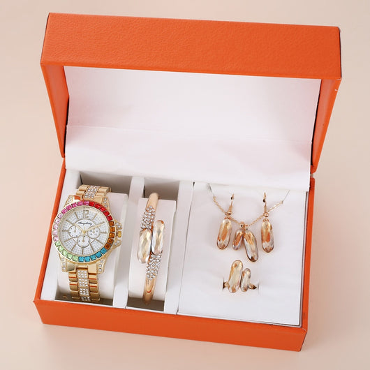 Conjunto de Accesorios en Acero Verde: Reloj, Anillo, Collar y Aretes de Cuarzo - Image 31