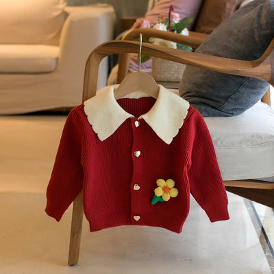 Cardigan Infantil con Cuello de Solapa y Flores - Image 7
