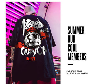 Camiseta Suelta Hip-Hop Talla Grande Estilo Big Brother Panda - Image 6